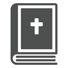 Fototapeta premium Bible book with cross solid icon, easter holiday concept. Vector graphics. Religion, book with Christian cross sign on white background, glyph style icon for mobile or web design.