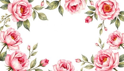 Naklejka premium Delicate watercolor floral pattern, blush pink roses & leaves , rose, textile, repeat