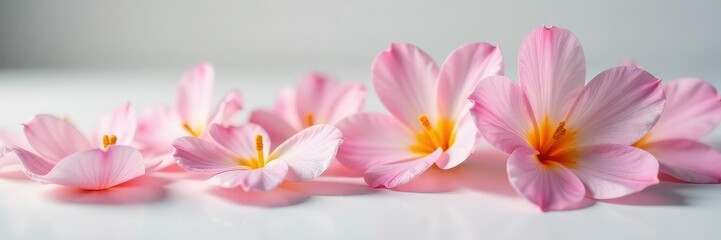 Delicate flower petals unfold on a pristine surface, organic, flowers, botanical