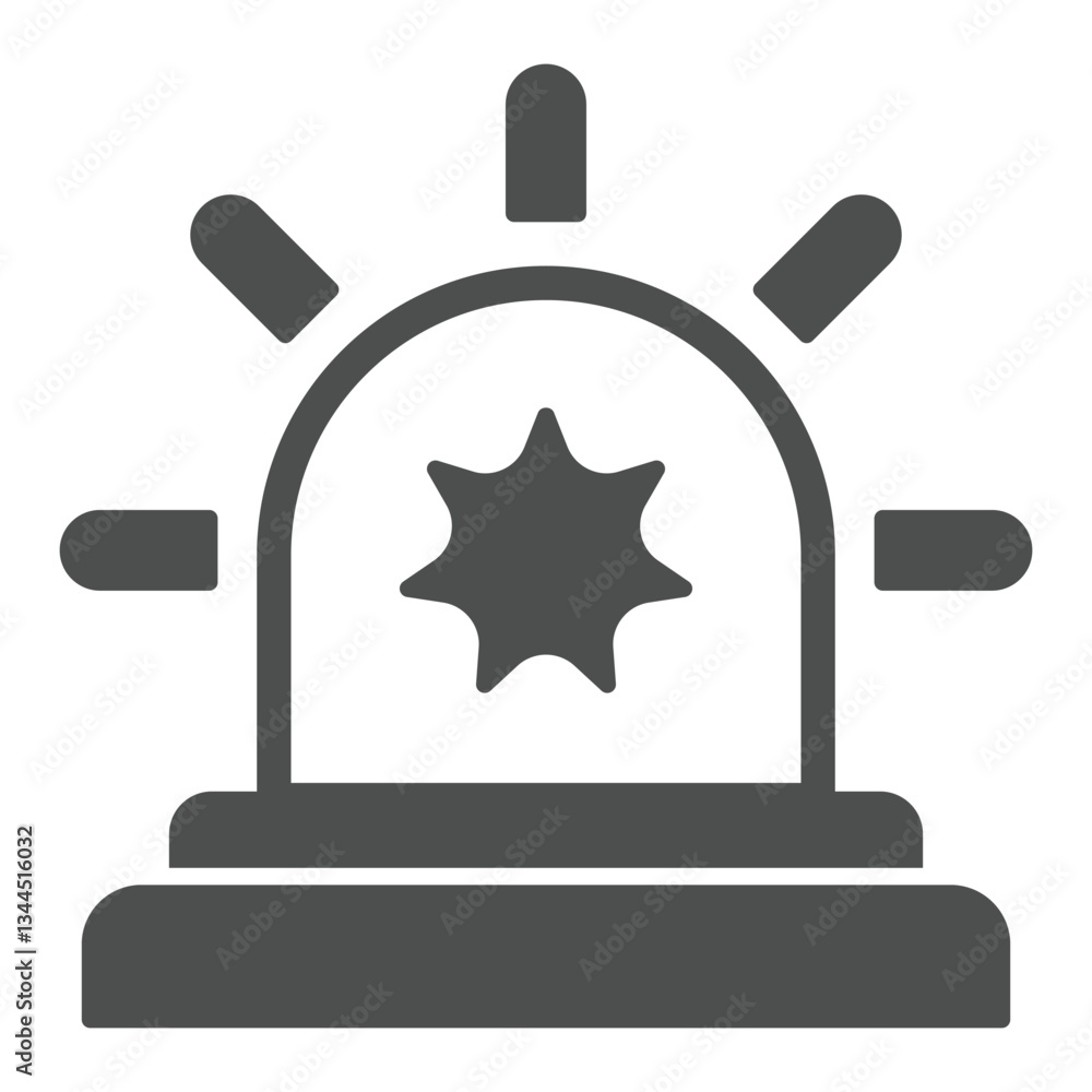 Poster siren flasher solid icon, hacker attacks concept. vector graphics. danger alarm lightbulb lamp, secu