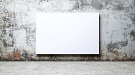 Minimalist white canvas against textured wall in urban space