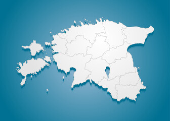 Creative map country Estonia divided on regions
