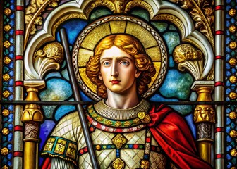 Fototapeta premium Vintage Stained Glass St. George, Chester Square Church, London