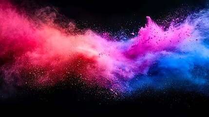 Colorful powder explosion on black background for visual effects and design needs