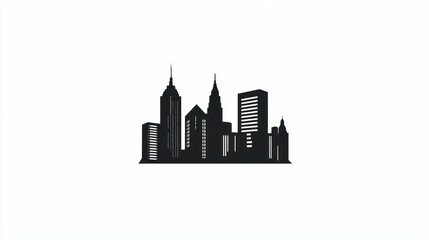 Obraz premium Simple black silhouette of a modern city skyline.