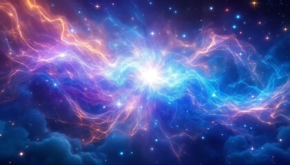 Cosmic Energy Burst Nebula Space Art Wallpaper