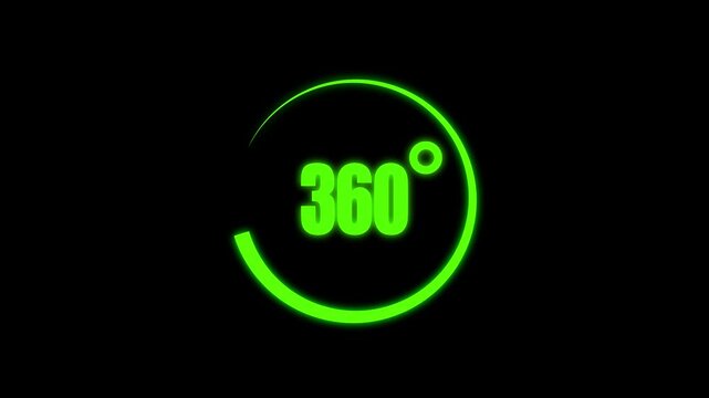 360 degree view icon animation, icon 360&deg; animation with optional llama matte.Black background .