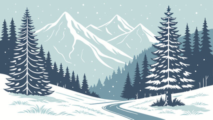 Fototapeta premium winter mountains in snowy weather winter landscape