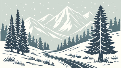Fototapeta premium winter mountains in snowy weather winter landscape