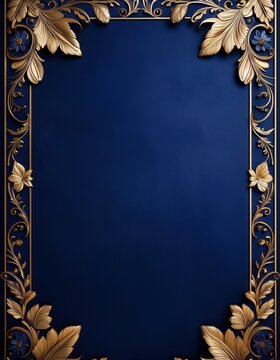 elegant navy blue with a golden floral border