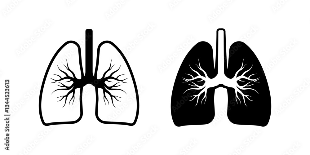 Poster lungs icon set. for mobile concept and web design on white background