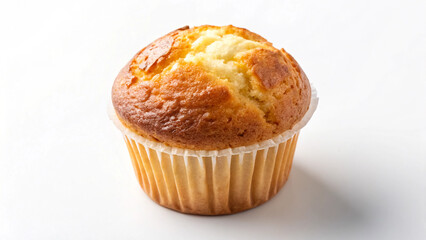 Freshly Baked Golden-Brown Muffin in White Paper Liner - Perfect Breakfast Pastry Close-Up in 4K Ultra HD