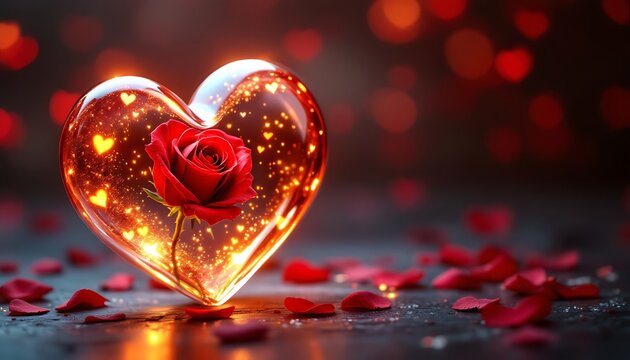 Fototapeta Glowing Heart Rose Valentine Image Romantic Love Wallpaper