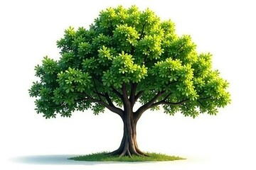 Fototapeta premium Tree isolated on white background with natural shadows and subtle texture, nature, simplicity