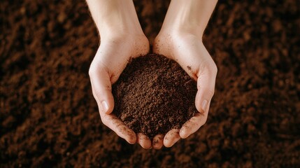 Hands Holding Fresh Nutrient-Rich Soil for Gardening Purposes