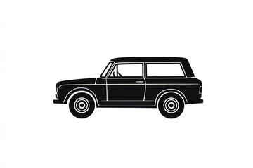 Obraz premium Classic station wagon profile, side view, white background, vintage car illustration, design element