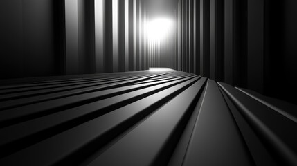 Obraz premium Dark, futuristic tunnel with light at the end