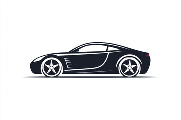 Fototapeta premium Black sports coupe, side view, white background, automotive design