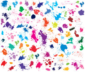 Set of Color Spots of Paint, Brush Prints, Design Elements