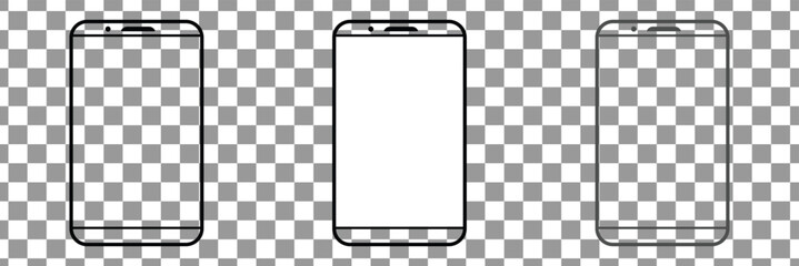 Smartphone vector icon for background graphic design. Modern black vector illustration of mobile gadget in flat style. Phone display with white screen isolated .Vector Illustration .