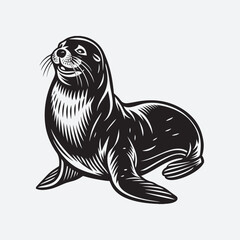 sea lion  silhouette  vector art 1