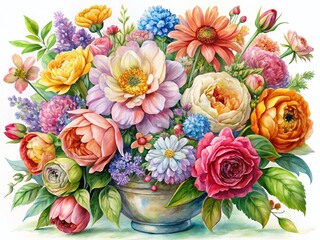 Obraz premium Watercolor Floral Set: Delicate Botanical Illustrations, Spring Flowers Collection