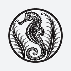 seahorse  silhouette  vector art 1