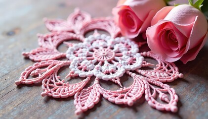 Obraz premium Intricate floral lace doily, delicate threads , white, macro, fabric