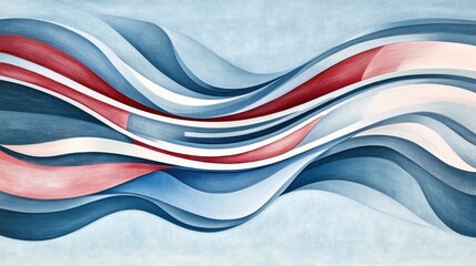 Abstract blue red wave art painting background design