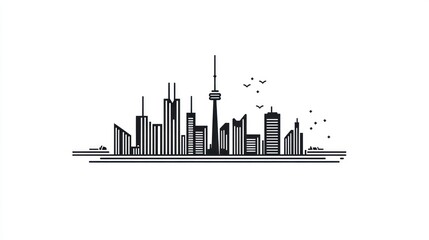 Obraz premium Abstract Toronto Skyline, Minimalist Cityscape, Urban Background, Design Element