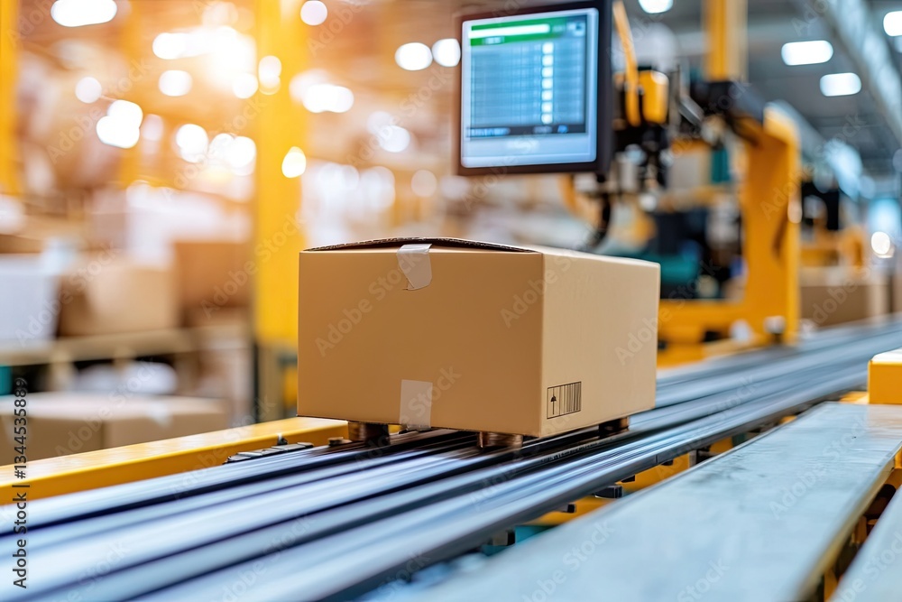 Aufkleber automated delivery system in action with packages moving along c