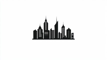 Naklejka premium Simple black silhouette of a modern city skyline. (1)