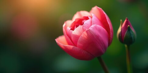 Fototapeta premium Petals of a flower slowly unfold from their bud, petals, flowers, nature