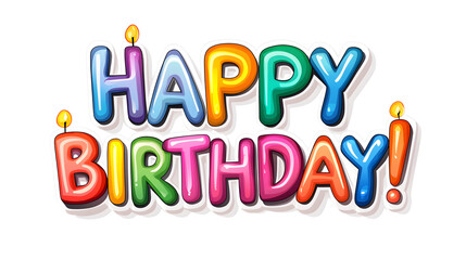 Fototapeta premium Fun and joyful Happy Birthday text with multicolored ribbons and stars, great for celebration themes.