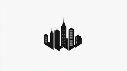 Obraz premium Cityscape skyline, urban buildings, modern architecture, simple design, website graphic
