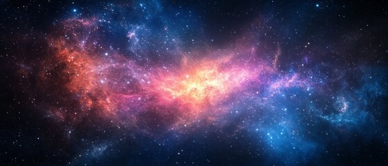 Naklejka premium A beautiful, colorful galaxy with a bright orange line in the middle