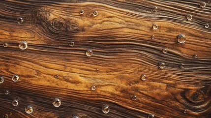 Dark Brown Wood Texture with Water Drops