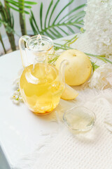Fruit tea on a monochrome background