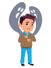 A child with psychological trauma. Childhood fears, obsessive compulsive disorder