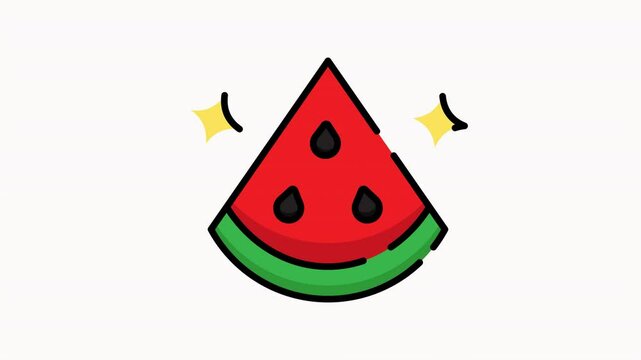 watermelon with seeds and sparkles animation 2d minimalist illustration motion graphic