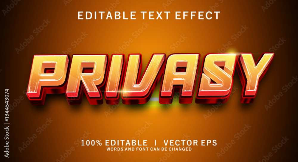Poster privasy 3d vector text effect with modern style design