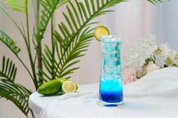 Fruity drinks on a fresh background