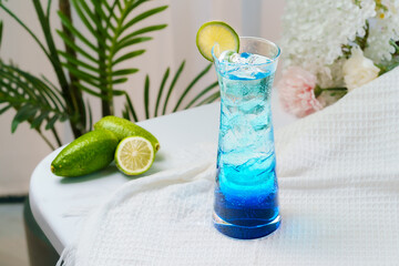 Fruity drinks on a fresh background