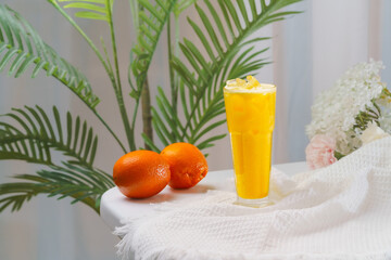 Fruity drinks on a fresh background