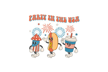 Party in the Usa, 4th Of July Sublimation T Shirt Design