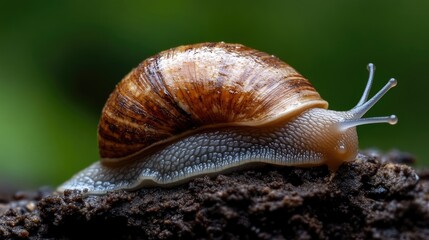 A close-up of a snail on the ground