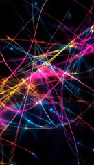 Obraz premium Neon Light Streaks on Black Background