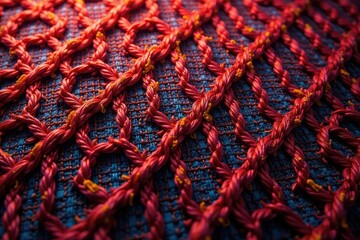 Intricate woven textile showing a complex repeating motif, surface, geometric