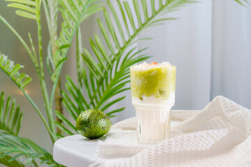 Fruit sundae on a simple background