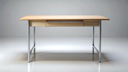 Simple Wooden Desk on White Background